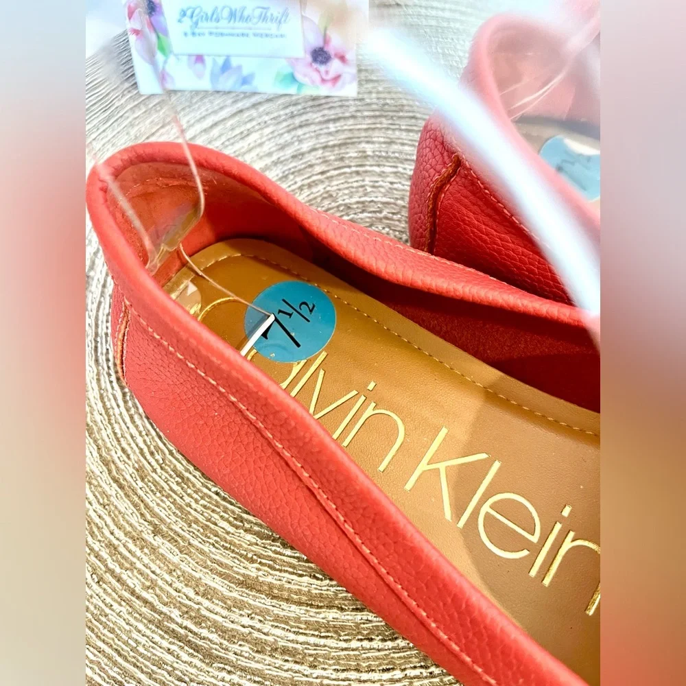 NEW CALVIN KLEIN Driving Loafers “Leta” Pebble Grain Leather Designer Logo - Picture 2 of 13